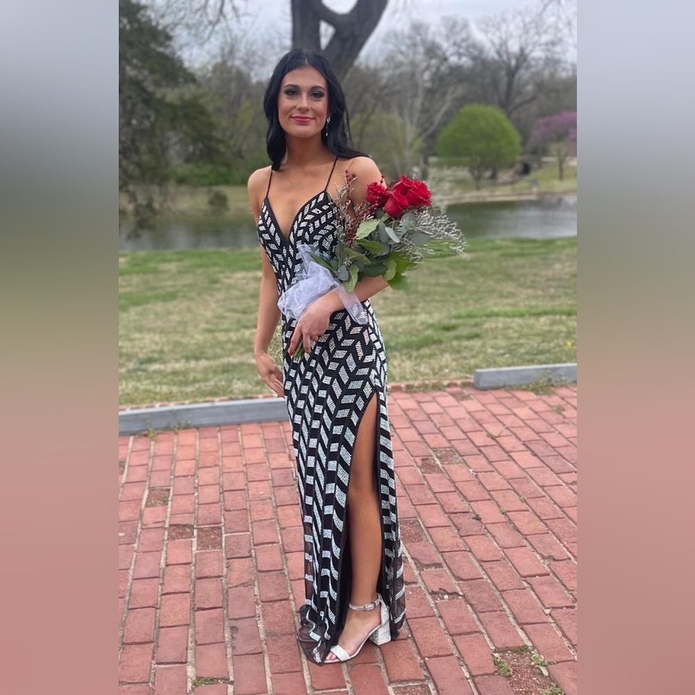JASZ beaded black and silver prom dress worn once